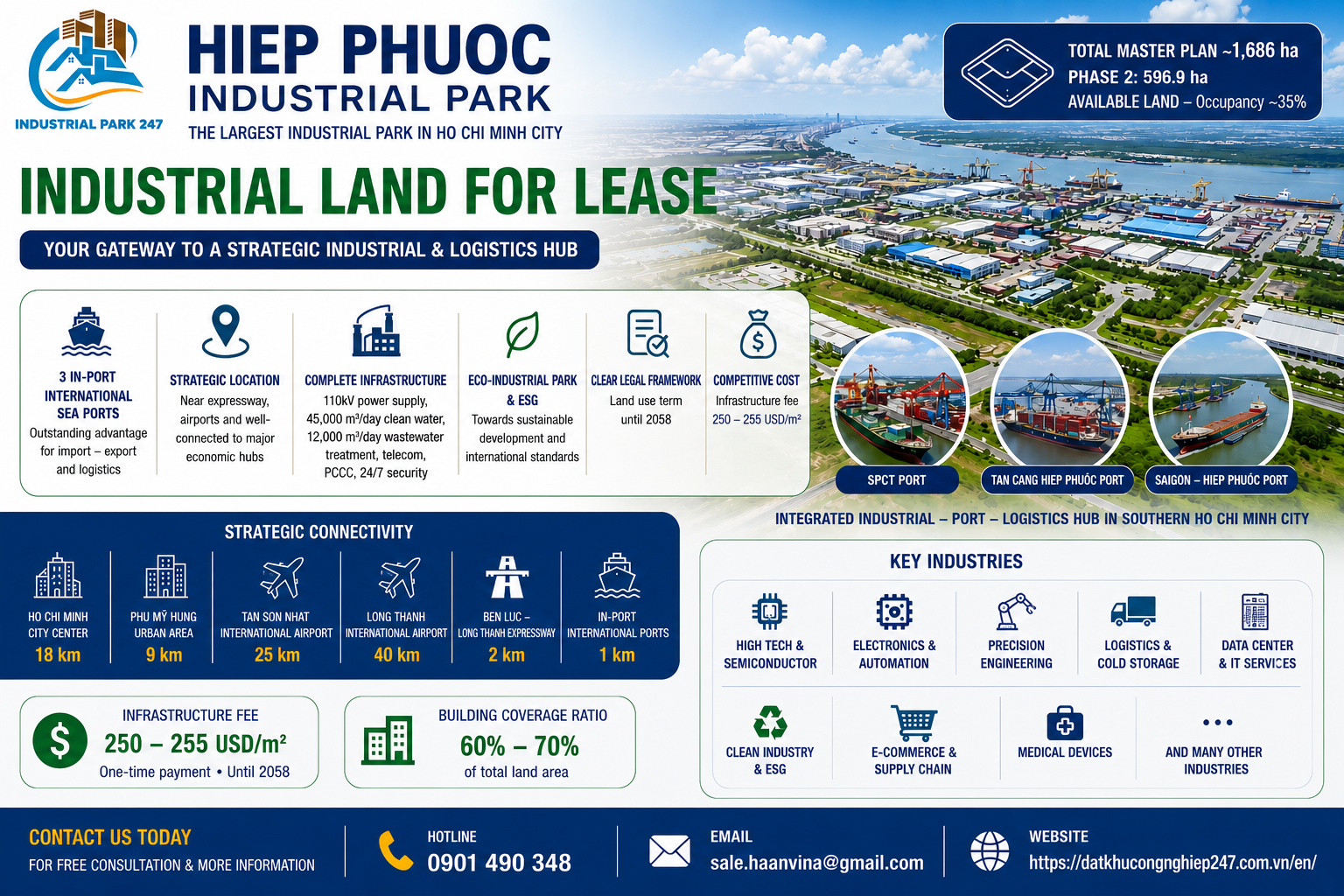 Industrial land for lease in Hiep Phuoc industrial park, Ho Chi Minh city, Viet Nam
